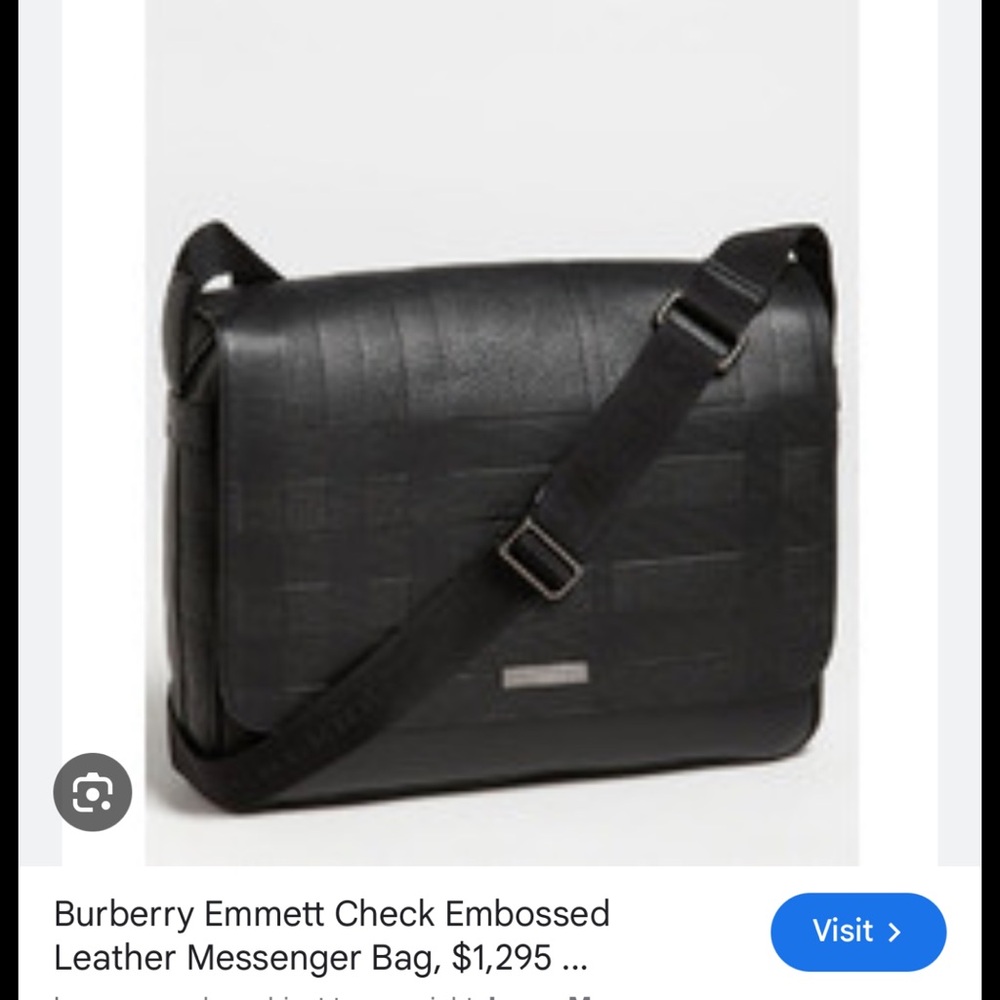 Burberry Embossed Black Leather Messenger Bag